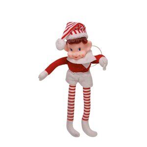 Vintage Pixie Sprite Knee Hugger Bendable Posable Shelf Sitter Christmas Elf 8"